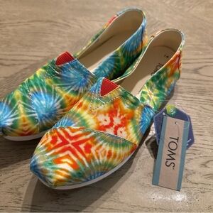 Toms Alpargata Women’s Shoes Fiesta Red Tie Dye Canvas Sneakers Size 7B